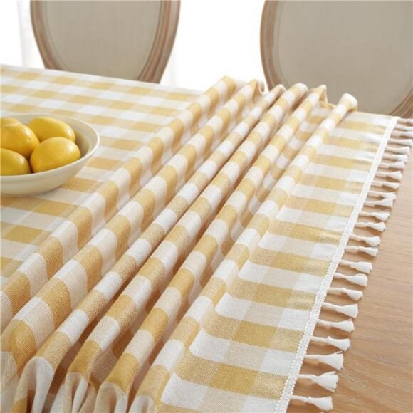 Farmhouse Tablecloth Checkered Buffalo Plaid Cottage Decor Square Table Cover - Picture 3 of 4